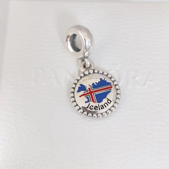 Pandora Iceland Flag Map Exclusive Travel Dangle Charm S925 Silver with box - Picture 4 of 8
